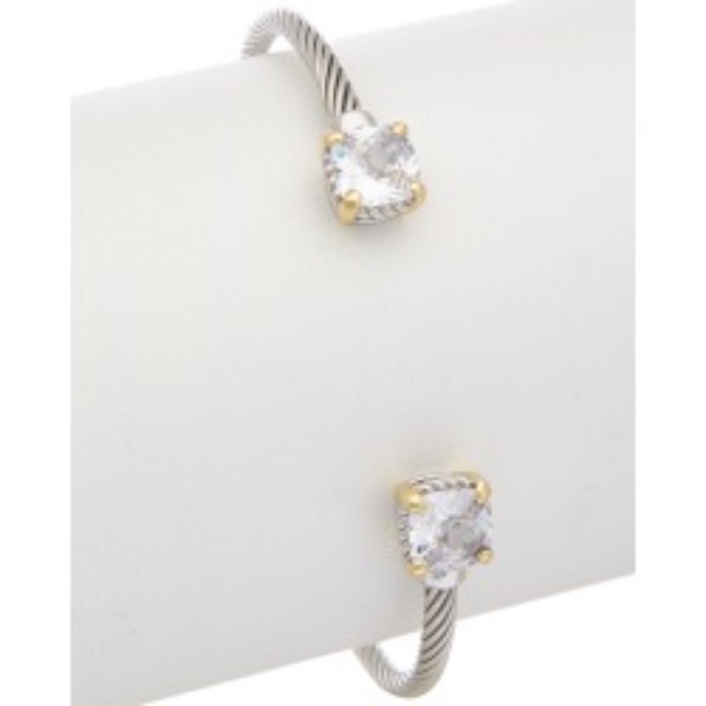 JUVELL 18K  White Topaz Twisted Cable Bangle